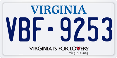 VA license plate VBF9253