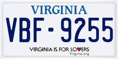 VA license plate VBF9255