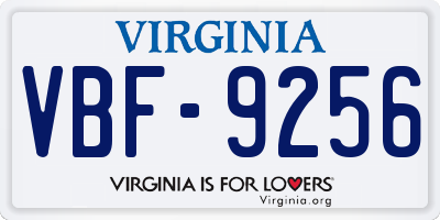 VA license plate VBF9256