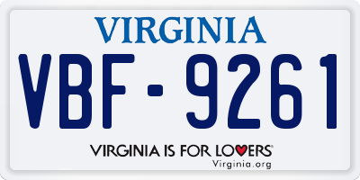 VA license plate VBF9261