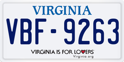 VA license plate VBF9263