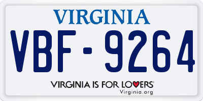 VA license plate VBF9264