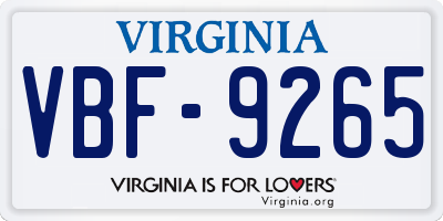 VA license plate VBF9265