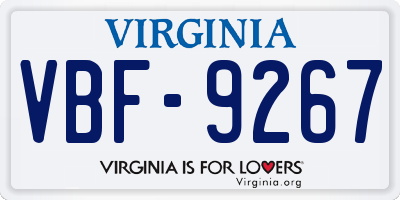 VA license plate VBF9267