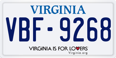 VA license plate VBF9268