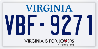 VA license plate VBF9271