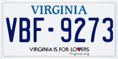 VA license plate VBF9273