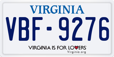 VA license plate VBF9276