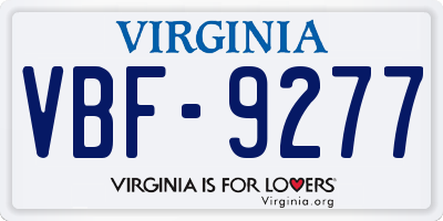VA license plate VBF9277