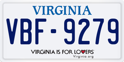 VA license plate VBF9279