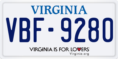 VA license plate VBF9280