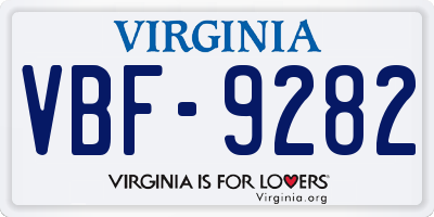 VA license plate VBF9282