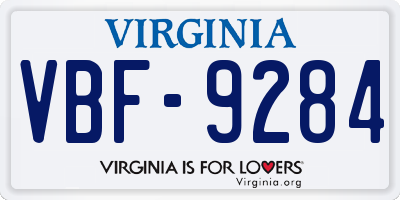 VA license plate VBF9284