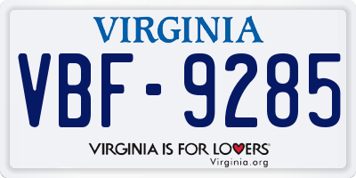 VA license plate VBF9285