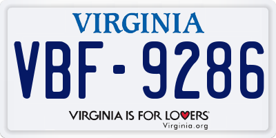 VA license plate VBF9286