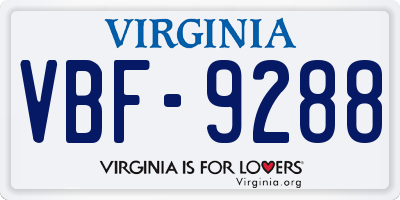 VA license plate VBF9288