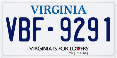 VA license plate VBF9291