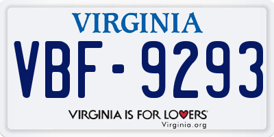VA license plate VBF9293