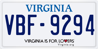 VA license plate VBF9294