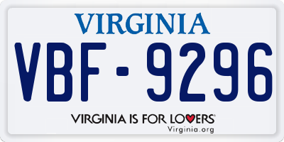 VA license plate VBF9296