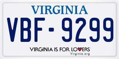 VA license plate VBF9299
