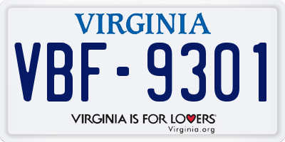 VA license plate VBF9301