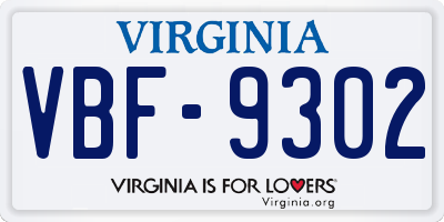 VA license plate VBF9302