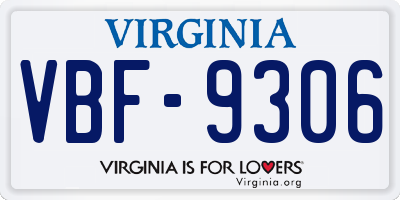 VA license plate VBF9306