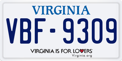 VA license plate VBF9309