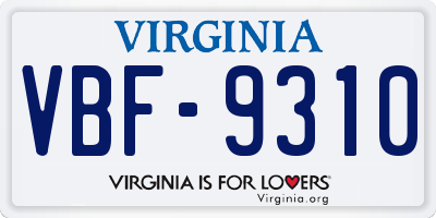 VA license plate VBF9310
