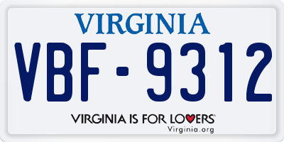 VA license plate VBF9312