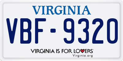 VA license plate VBF9320