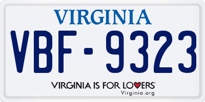 VA license plate VBF9323