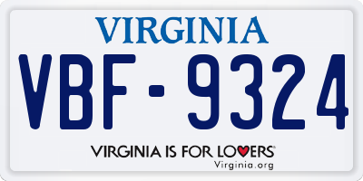 VA license plate VBF9324