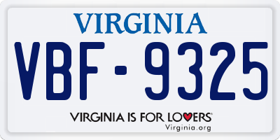 VA license plate VBF9325