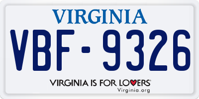 VA license plate VBF9326