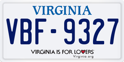 VA license plate VBF9327