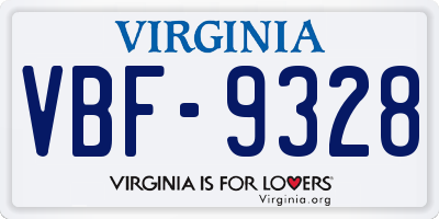 VA license plate VBF9328