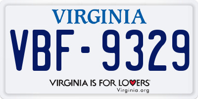 VA license plate VBF9329