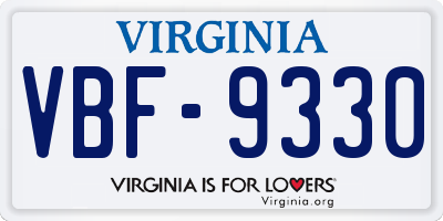 VA license plate VBF9330