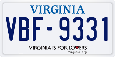 VA license plate VBF9331