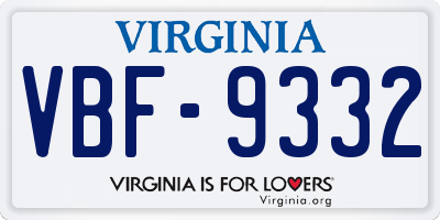 VA license plate VBF9332