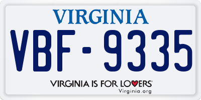 VA license plate VBF9335