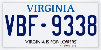 VA license plate VBF9338