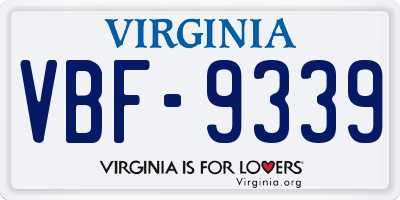 VA license plate VBF9339