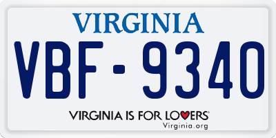 VA license plate VBF9340