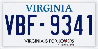 VA license plate VBF9341
