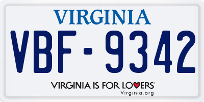 VA license plate VBF9342