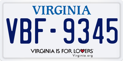 VA license plate VBF9345