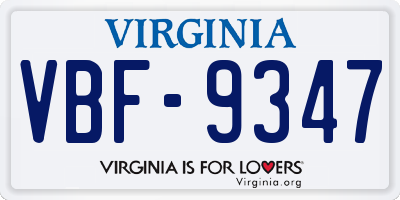 VA license plate VBF9347